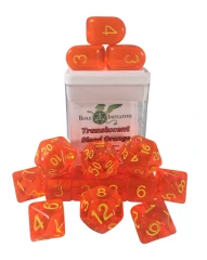 Translucent Blood Orange with Yellow Numbers - Set of 15